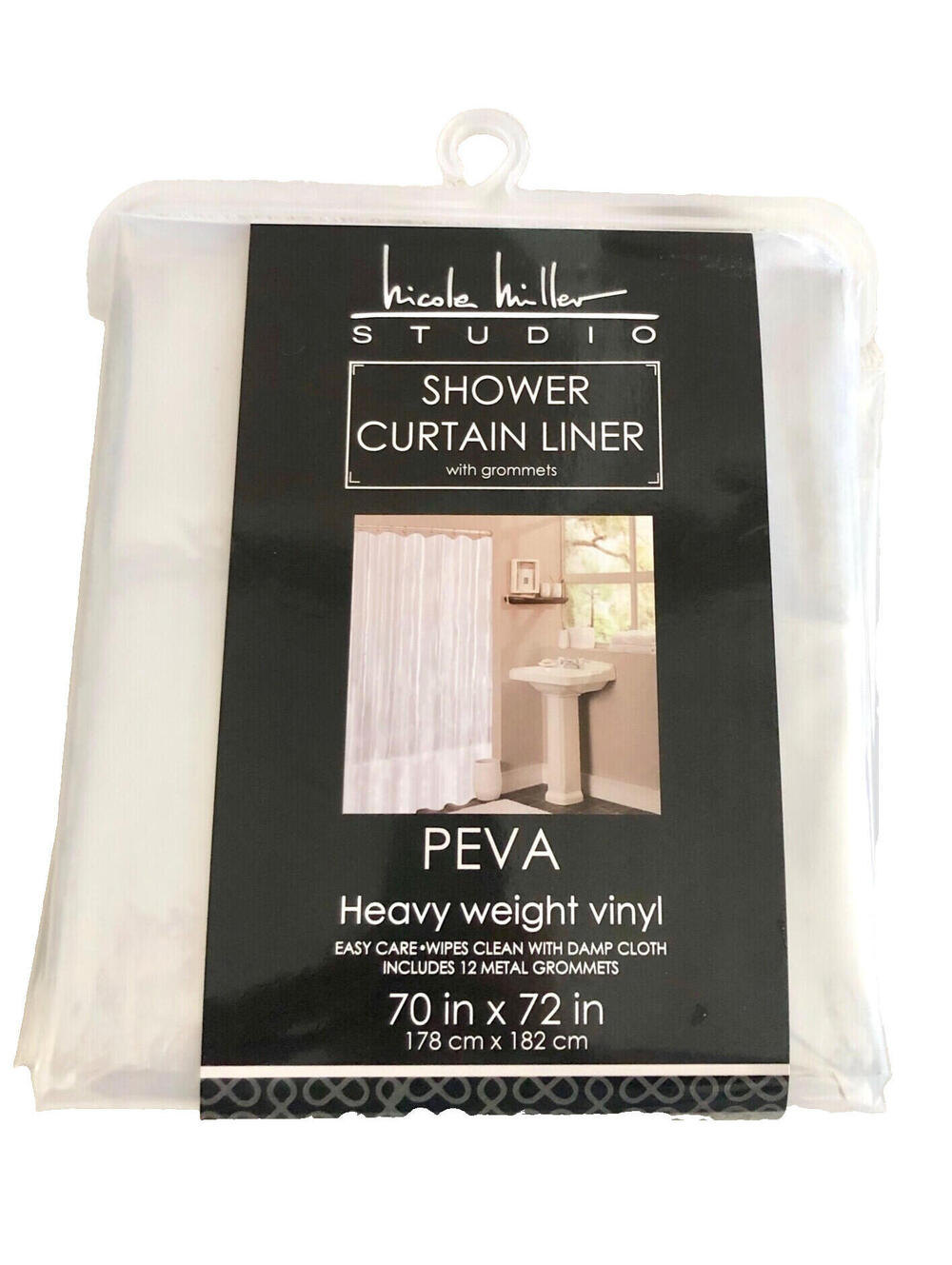 NWT Nicole Miller Clear Heavyweight Vinyl Shower Curtain Liner w/ Grommets 70x72